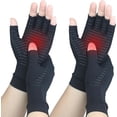 thumbnail image 1 of 2 pares de guantes de compresión de cobre para artritis: guantes para hombres y mujeres que alivian el dolor reumático de manos, articular, tendinitis e hinchazón. Guantes antideslizantes sin dedos, 1 of 7