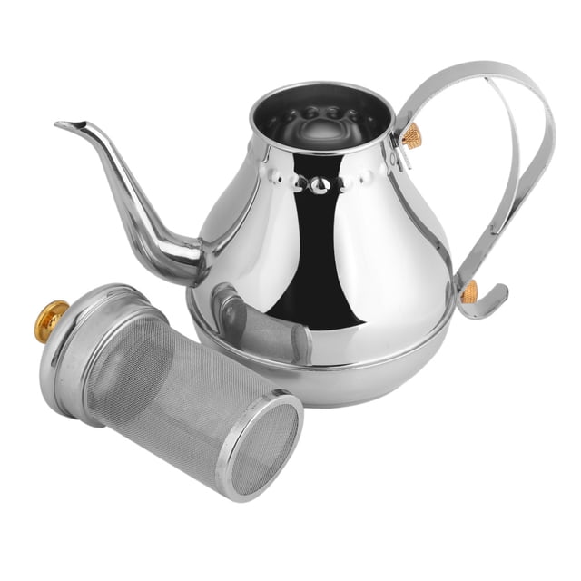 Hervidor de Café Con Cuello de Cisne de Acero inoxidable, tetera con filtro de té, interior de cromado, 1,2 l