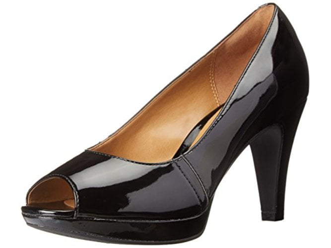 Ladies Spot On Court Heels Platform Peep-Toe