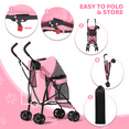 thumbnail image 5 of Magshion Foldable Pet Stroller for Small Dogs Cats up to 22lbs, Lightweight 4-Wheel Travel Jogger with Mesh Cup Holder Storage, Pink, 5 of 10
