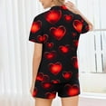 thumbnail image 4 of Uaswgudfs Women's Valentine's Day Pajama Set Button Front Short Sleeve Heart Paw Print Casual Sleepwear, 4 of 8