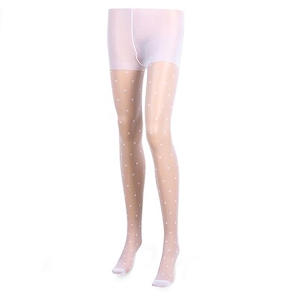 Thigh High Stockings Women's Sexy Heart Print Mesh Thin Pantyhose Compression Socks for Women White One Size