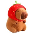 thumbnail image 2 of Cute Capybara Plush Kawaii Capybara Stuffed Aniamls Toys Wearing Strawberry Hat Fruit Plushies Hugging Gifts for Kids Brown 13 inch, 2 of 3