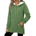 thumbnail image 6 of Womens Side Slit Long Length Hoodies, Long Sleeve Pullover for Women Fall Fashion Loose Fit Solid Color Drawstring Hooded Sweatshirts with Pockets, 6 of 6
