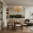 thumbnail image 6 of Brazilian Mod Oak Pendant Light , Cotton Rope Shade , Modernism , hanging lights for bedroom , pendant lights for dining room , living room chandlier, 6 of 13