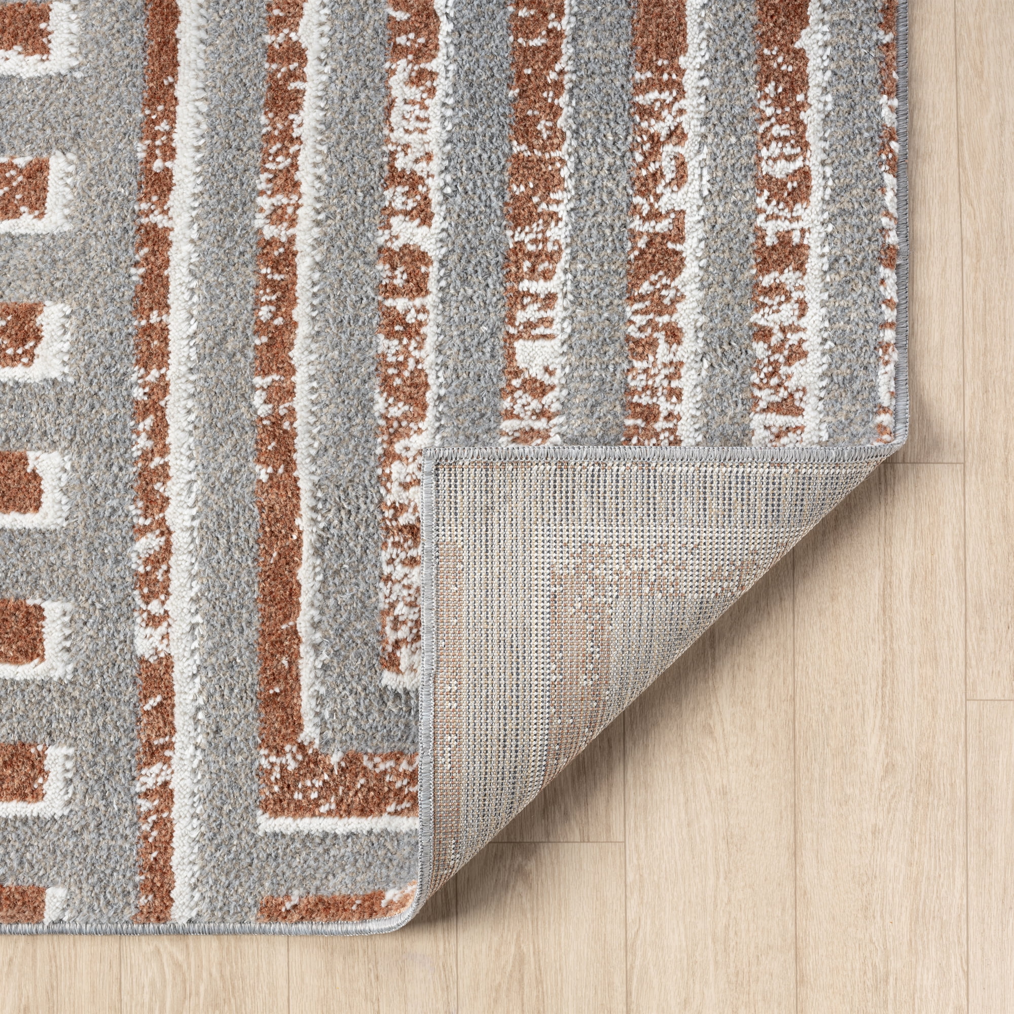 Ox Bay Wesley 2' x 3', Gray/Rust Geometric Washable Indoor Area Rug by Evette Rios