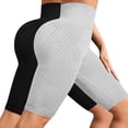 thumbnail image 4 of Women's Textured Compression Hip Lifting Fitness Pants, High Waisted Peach Booty Yoga Shorts 2PC Set with Seamless Design, Tummy Control Workout Gear for Gym, Running and Daily Training Light Ashy XL, 4 of 4