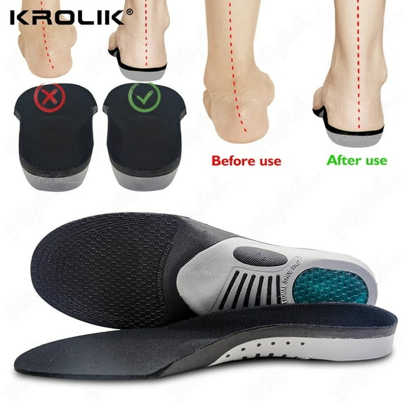 Best Orthotic Gel Insoles Orthopedic Flat Foot Health Sole Pad For Shoes Insert Arch Support Pad For Plantar Fasciiti Unisex GRAY S EU 35-40