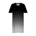 thumbnail image 4 of Brnmxoke Plus Size Dresses for Curvy Women Gradient Color Oversize T Shirt Midi Dress Loose Short Sleeve V Neck Tie Dye Print Dress 2025 Multicolor,XXL, 4 of 5