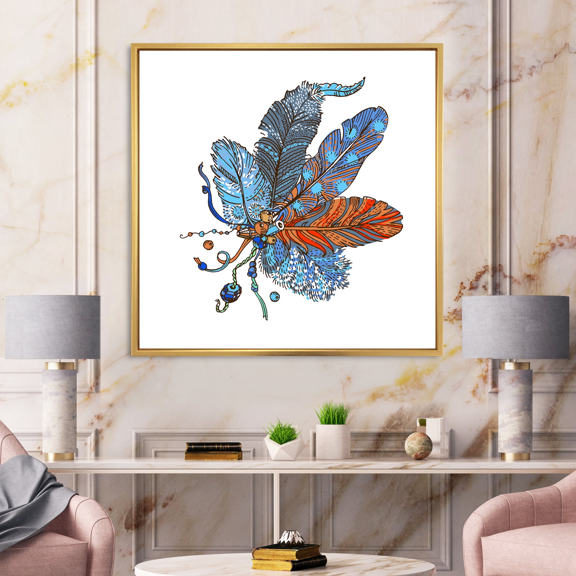 Designart 'Ethnic Boho Art Design' Bohemian & Eclectic Framed Canvas Wall Art Print
