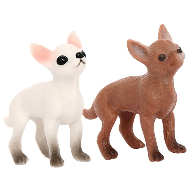 2 Pcs Mini Figurines de Chien Photographie Réaliste Figurines de Chien Ornements de Chiot