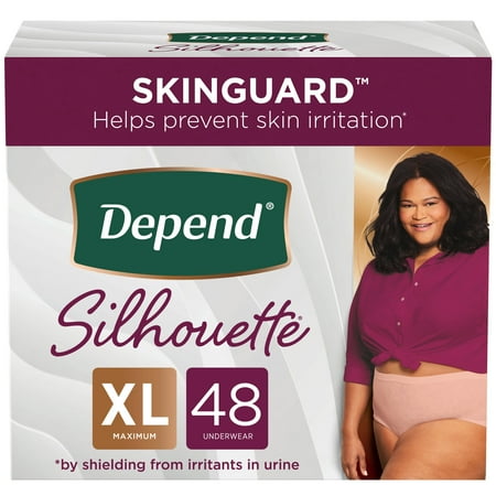 Depend Silhouette Adult Incontinence Underwear for Women  XL  Pink  48Ct