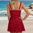 thumbnail image 3 of GPOECD Maillots de Bain une-Pièce pour Femmes Robe de Bain Florale Tropicale Plage Piscine Monokini à Jupe avec Contrôle Maillot de Bain pour Femmes Rouge,G, 3 of 6