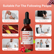 Cayenne Pepper Drops Supplement Liquid, Cayenne Pepper Extract with Hawthorn, Beet Root Powder, Turmeric Curcumin, Organic Ginseng, Garlic Extract, 1 Pack By Mulittea