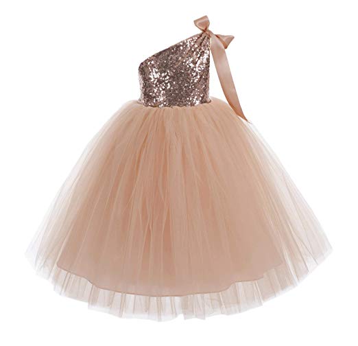 ekidsbridal One-Shoulder Sequin Tutu Junior Flower Girl Dresses Christening Dresses 182