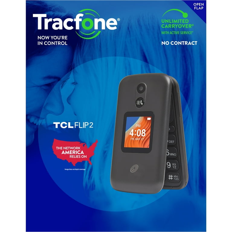 Tracfone TCL Flip 2, 16GB, Black - Prepaid Phone [Locked to