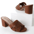 thumbnail image 6 of J. Adams Nori Mules for Women - Dressy Slip Interlocking Straps Block Chunky Heeled Sandals, 6 of 7