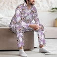 thumbnail image 6 of Bingfone Men's Pajama Set 2 Piece Loungewear PJs, Long Sleeve with Pajama Pants-Owl And Floral, 6 of 7