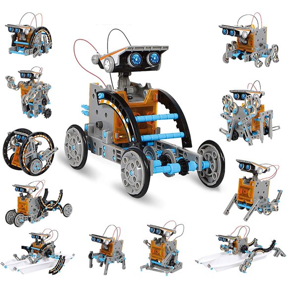 12-in-1 Science Solar Robot Kit for Kids, STEM Projects Educational Toys, DIY Solar Powered Building Experiment Set Gift for 8,9,10,12-14 Years Boys and Girls (190 Pieces)