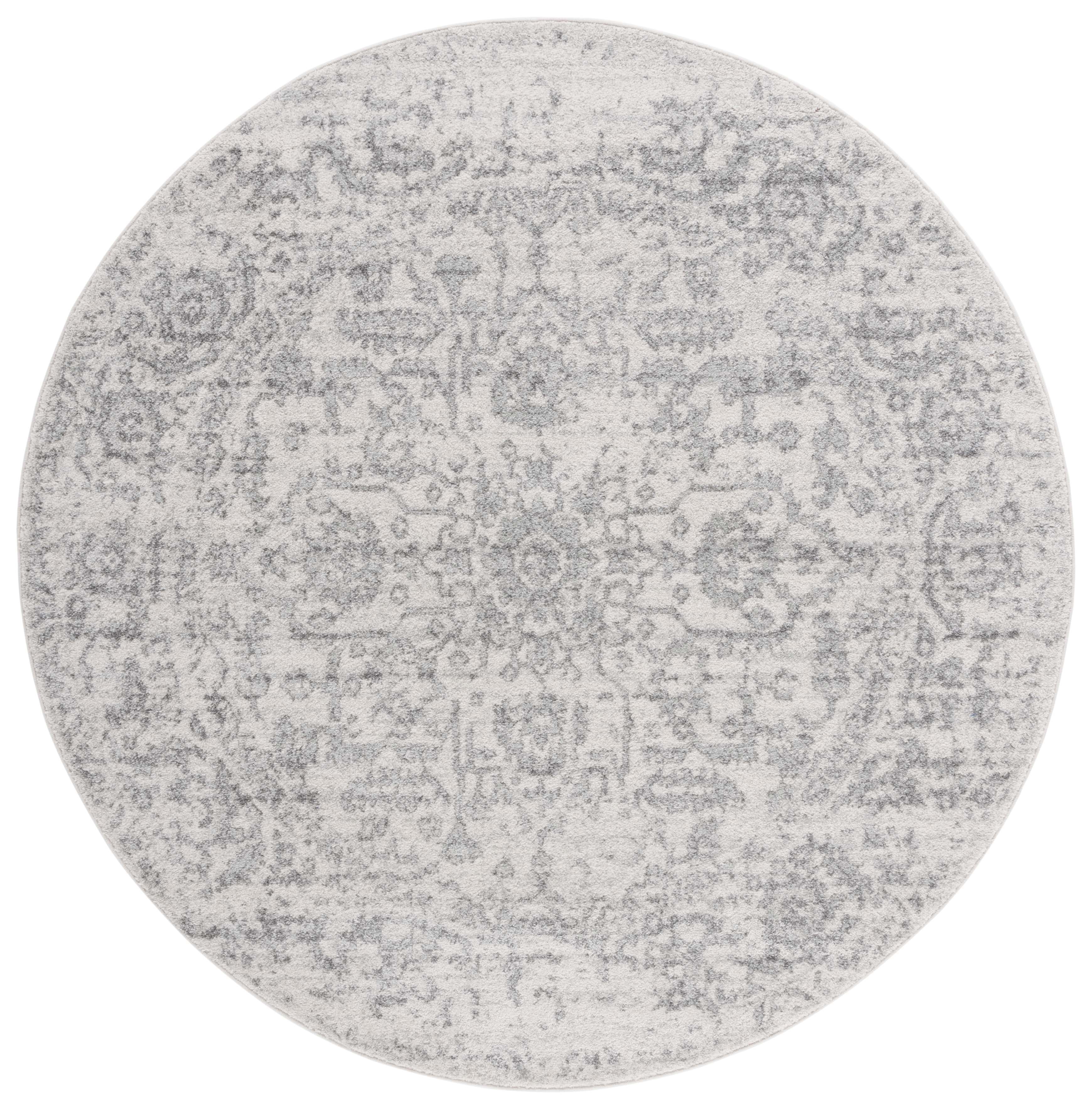 Safavieh Madison Rug Collection Medallion, Snowflake Power Loomed Off-White Oriental Area Rugs, 8' x 8' Round, Stain Resistant