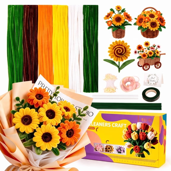 MQUPIN 450 Pcs Pipe Cleaners,12 Inch 6 Colors Craft Pipe Cleaners for DIY Tulip Lily Rose Sunflower Flowers, Thick Fluffy Art Craft Supplies