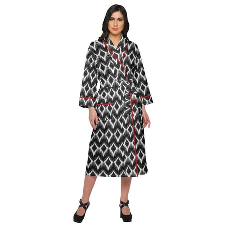 

Moomaya Printed Long Robe With Pockets Cotton Bride Getting Ready Dress