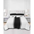 thumbnail image 2 of Quilts Twin Size Bedding Set, Black Solid Color Texture Lightweight Quilted Comforter, Simple Black Stripes Soft Reversible Bedspread Coverlet with Pillow Covers for All Season, 68" x 86", 2 of 7