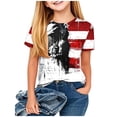 thumbnail image 2 of Frwgonr Girls 4th of July T-Shirts Kids American Flag T-Shirt Boys Patriotic Short Sleeve Tees Summer Top Clothes Blue, Size 3-12 Years, 2 of 5