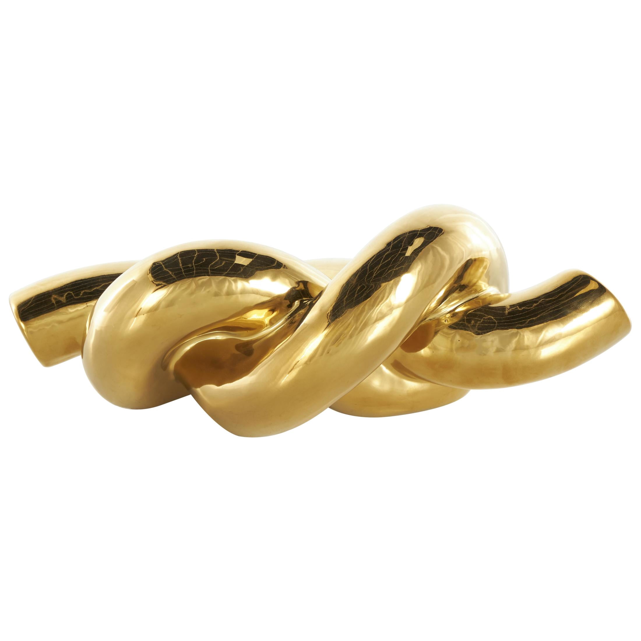 12" x 4" Gold Ceramic Knot Sculpture, by DecMode