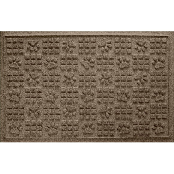 Bungalow Flooring Waterhog Door Mat, 2' x 3', Made in USA, Durable and Decorative Floor Covering, Skid Resistant, Indoor/Outdoor, Water-Trapping, Dog Paw Design, Khaki/Camel
