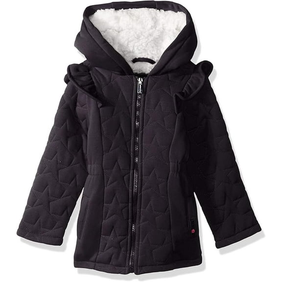 Quilted Ruffled Structured Fleece Coat with Hood (Little Girls)