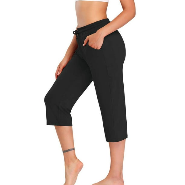 Baohd Sport Pants Calf-Length Pant Drawstring Capris Trousers Fitness Gym  Trouser Breathable Skin Friendly High Waist Leggings 
