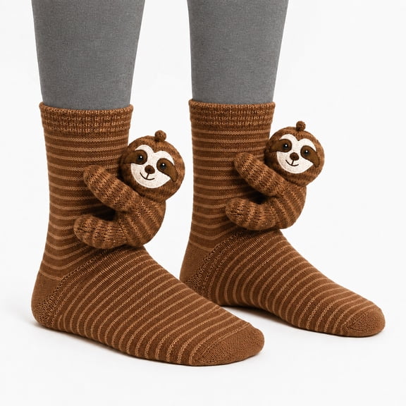 Sloth Socks 3D Knit Animal Hug Socks for Women Cozy Winter Novelty Socks