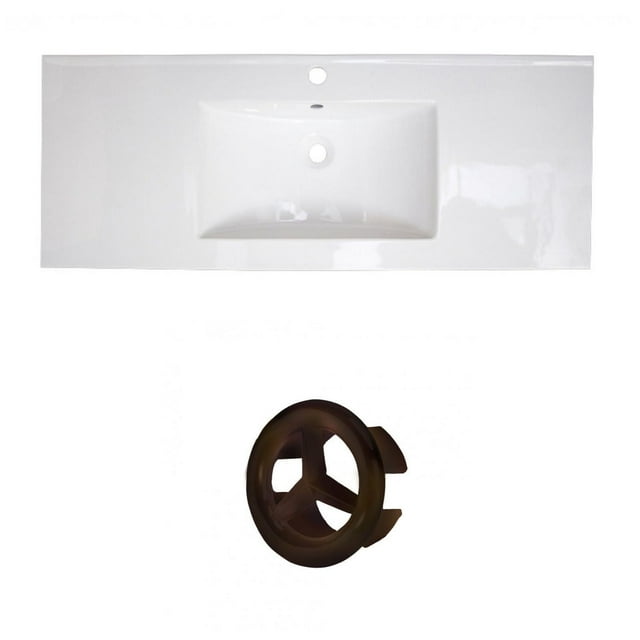 American Imaginations 35.5-in. W 3H8-in. Ceramic Top Set In White Color - Overflow Drain Incl. AI-20841