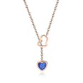 thumbnail image 1 of Collar con lazo en forma de corazón Yashi acero inoxidable cristal azul modelo 21658, 1 of 4
