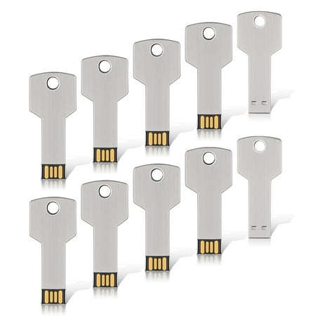 KOOTION 10Pcs 4GB USB Flash Drive Metal Key Design Drive, Silver