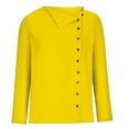 thumbnail image 4 of Womens Dressy Chiffon Top Snap Button Up Irregular Neck Long Sleeve Lightweight Casual Blouse Plain T Shirt Fall (Medium, Yellow), 4 of 5