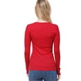 thumbnail image 3 of MixMatchy Women's Solid Long Sleeve V-Neck Half Button Down Thermal Knit Top, 3 of 6