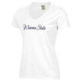 thumbnail image 2 of Women's  White Winona State Warriors Script Logo Comfort Wash V-Neck T-Shirt, 2 of 3