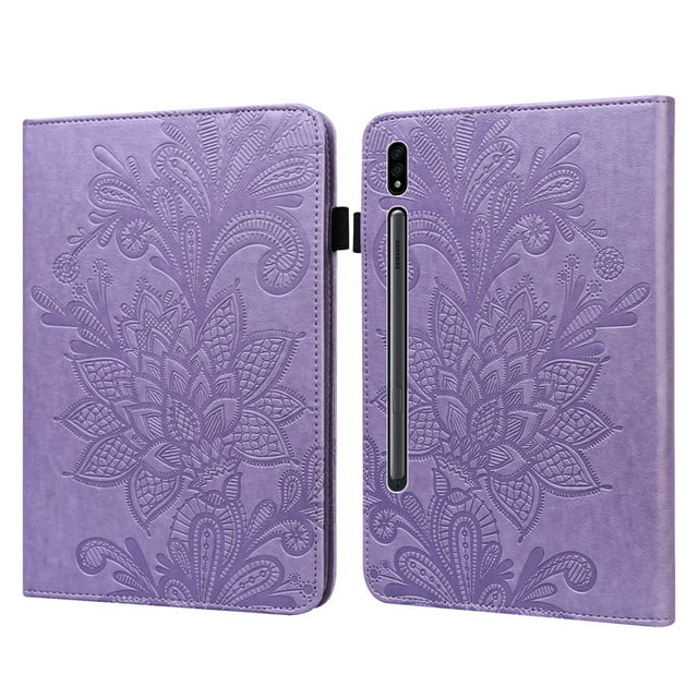 For Samsung Tab S9 S8 S7 Case Cute Flower Butterfly Embossed for Galaxy Tab S8 S9 Cover 11inch for Samsung Galaxy S9 Tablet Case Purple-LS For Tab S9 11 inch