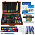 thumbnail image 1 of Shuttle Art 118 Piece Deluxe Art Set, Art Supplies in Wooden Case, Painting Drawing Art Kit with Acrylic Paint Pencils Oil Pastels Watercolor Cakes Coloring Book Watercolor Sketch Pad for Kids Adults, 1 of 4