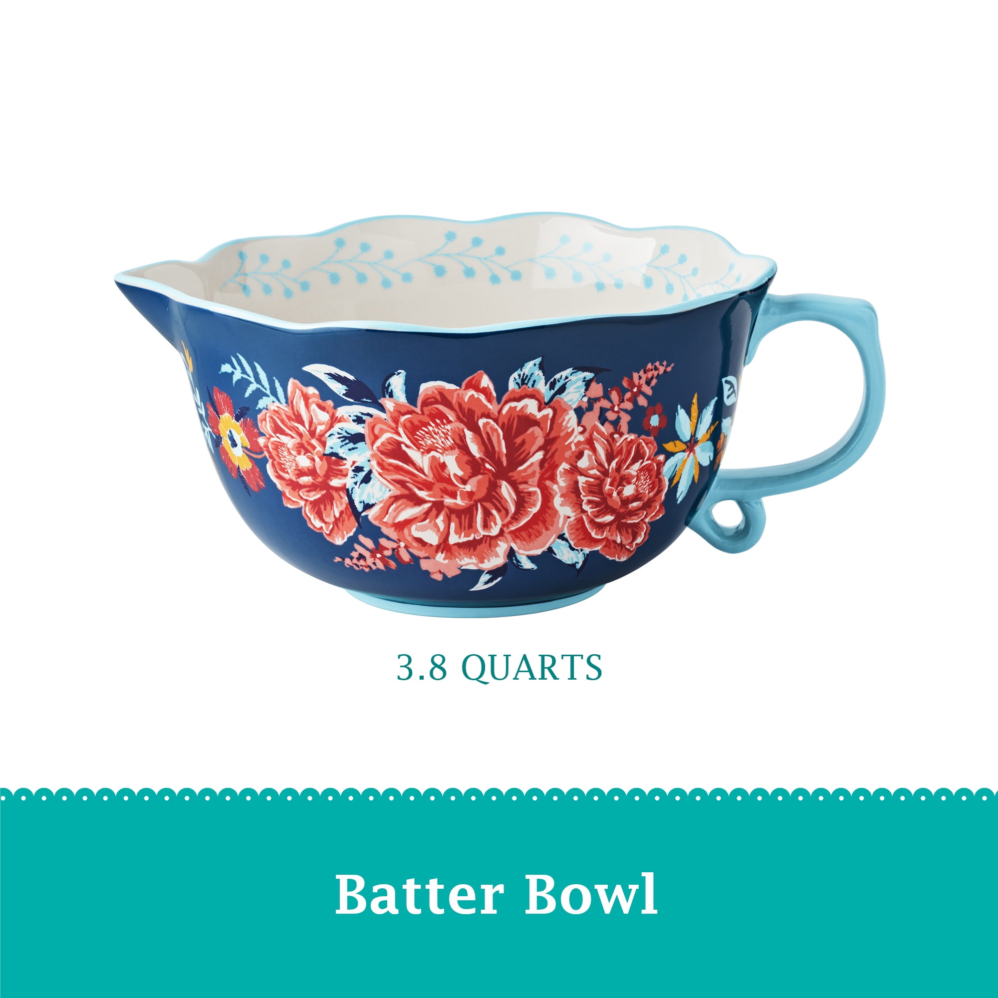 The Pioneer Woman Keepsake Floral 3.8-Quart Ceramic Batter Bowl with Spout