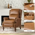 thumbnail image 4 of Vegan Leather Manual Recliner Set of 2 Roll Arm Nailhead Wood Leg Living Room Camel, 4 of 8