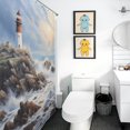 thumbnail image 5 of Lighthouse Sunrise Coast Scenery Pale Blue Tan Shower Curtain for Bathroom with 12Hooks, Polyester Fabric Thick Shower Curtain Washable Waterproof Curtain, 5 of 8
