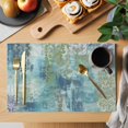 thumbnail image 2 of Blue Sage Green Boho Placemats Set of 6 Vintage Ethnic Tribe Abstract Art Place Mats Indoor Wipeable Table Mats Washable Cloth Dining Table Placemats for Kitchen Holiday Party Home Decor 13x19 Inch, 2 of 9