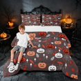 thumbnail image 2 of Homewish Halloween Pumpkin Full Size Comforter Sets, Autumn Leaf Bedding Comforter Set, Dark Brown Red, Black Reversible, 3pcs 1 Comforter and 2 Pillowcases, 2 of 6