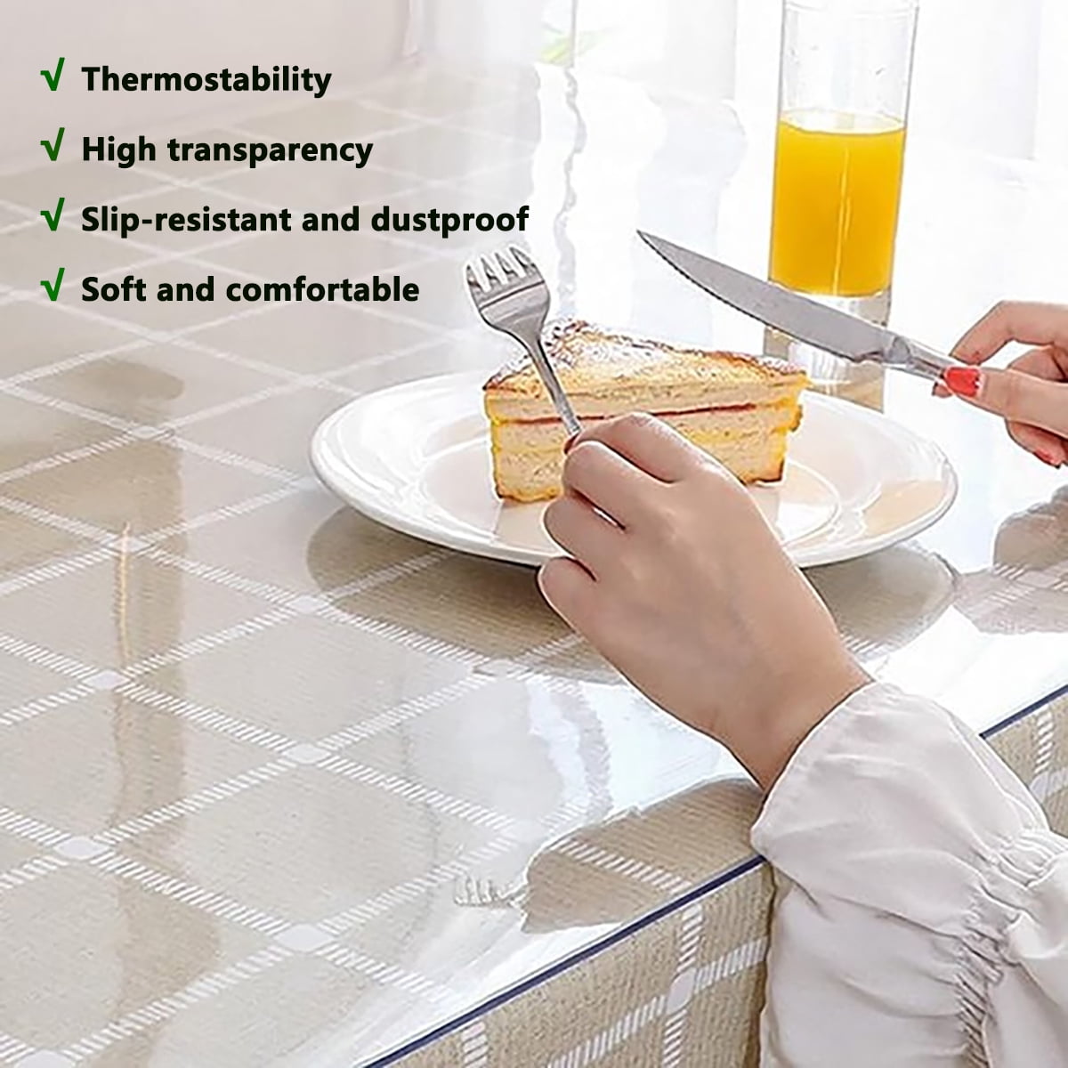 Petoto 79 x 40 inch PVC Clear Table Protector, 2mm Thick Transparent Tablecloth Waterproof Oil Proof Kitchen Dining Table Cloth