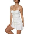 thumbnail image 4 of Franhais Women Sling Dress, Spaghetti Straps Lacing Pleated See-through Summer Mini Dress for Club, 4 of 9
