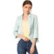 thumbnail image 1 of Blazer De Solapa Con Muescas Y Mangas 3/4 A Rayas Para Mujer Verde XS, 1 of 6