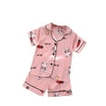 thumbnail image 1 of Hiiyo Infant Girls Pajamas Cartoon Print Button-Down Short Sleeve Shirt Shorts Homewear, 1 of 6